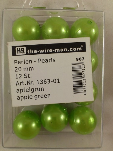 Perles vert de pomme 20 mm. 12 p.